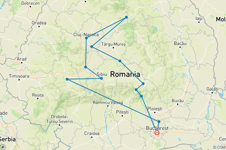 Carte du circuit Best of Romania, 2 dîners spéciaux et un spectacle
