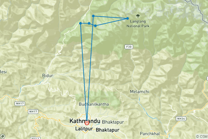 Karte von Spirituelles Trekking in Nepal