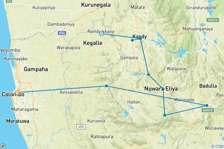 Map of Adventure Trekking tour Trip
