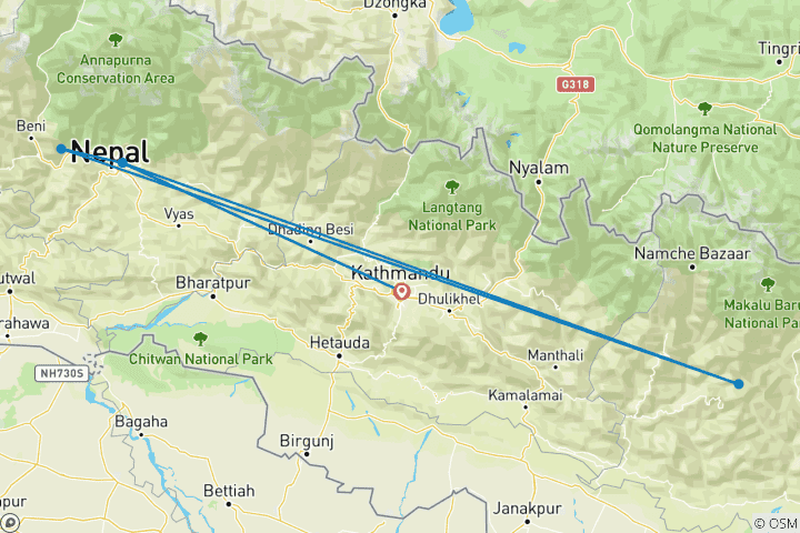 Map of Mardi Himal Trek