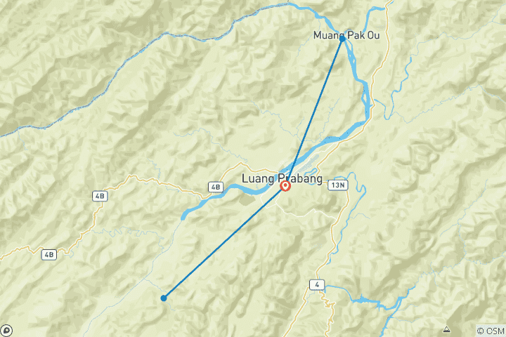 Mapa de Excursión personalizada de 4 días a Luang Prabang, Laos, en coche privado y con salida diaria