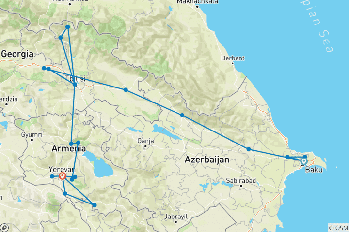 Map of Caucasus Explorer - Armenia, Georgia and Azerbaijan