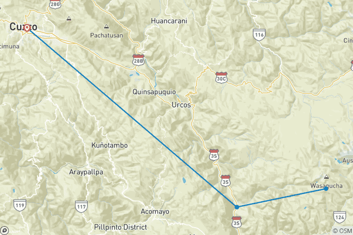 Map of Full Day Rainbow Mountain and Red Valley – Private Service