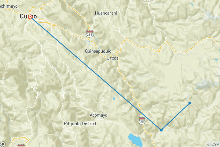 Map of 2 Day Vinincunca Trek: Ausangate, Rainbow Mountain & Red Valley