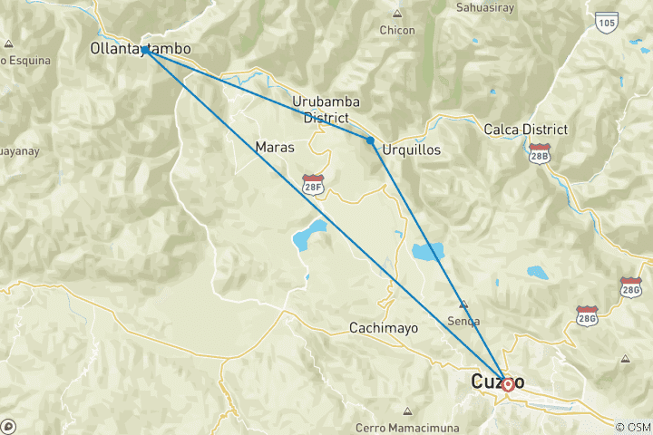 Carte du circuit Journée complète de service privé - Trek vers les carrières de Cachicata