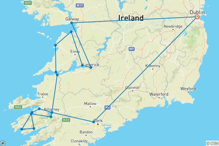 Carte du circuit L'Irlande inoubliable