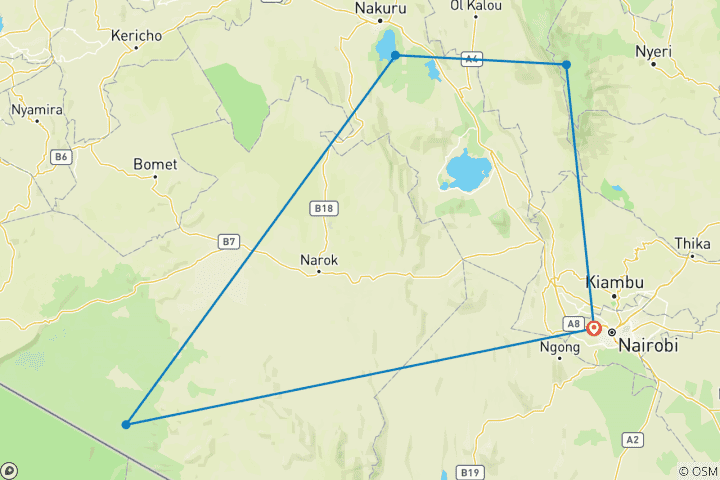 Kaart van Klassiek Kenia Zalig Avontuur