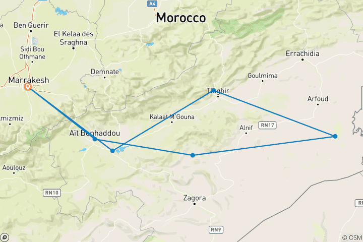 Mapa de Camellos y Kasbahs - 9 días