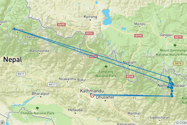 Carte du circuit Trek des cols de Gokyo et de Renjo La