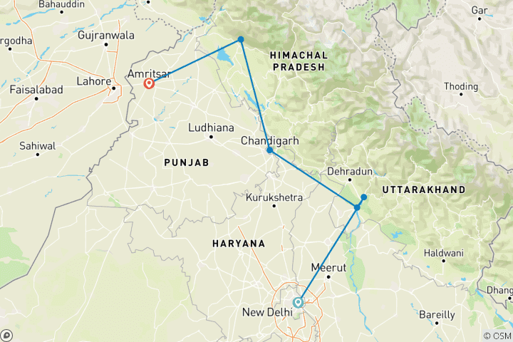 Map of Spiritual India - Yoga, Ganga And Golden Temple