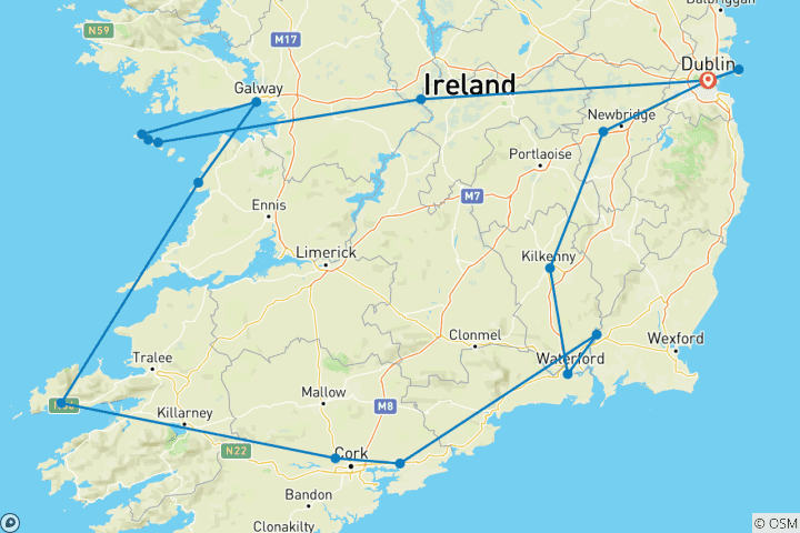 Carte du circuit Légendes irlandaises - 9 jours/8 nuits