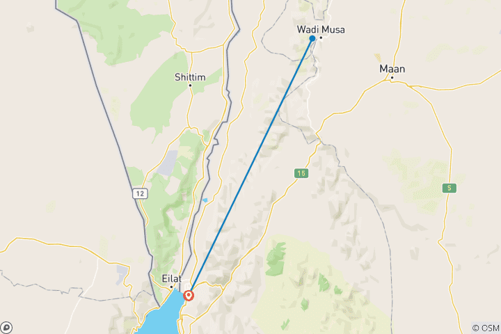 Kaart van Dagtocht Petra vanuit Aqaba Stad (AQ-JHT-001)