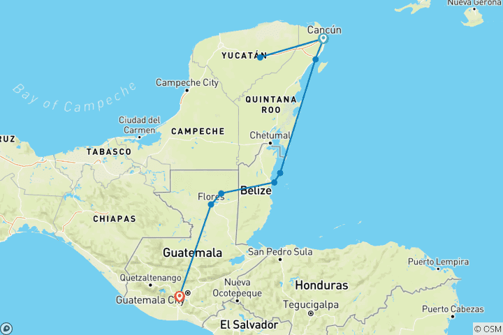 Mapa de Experiencia en México, Belice y Guatemala