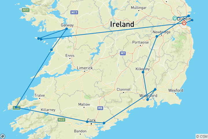 Map of Irish Legends - 9 Days/8 Nights (from Dunboyne to Dublin)