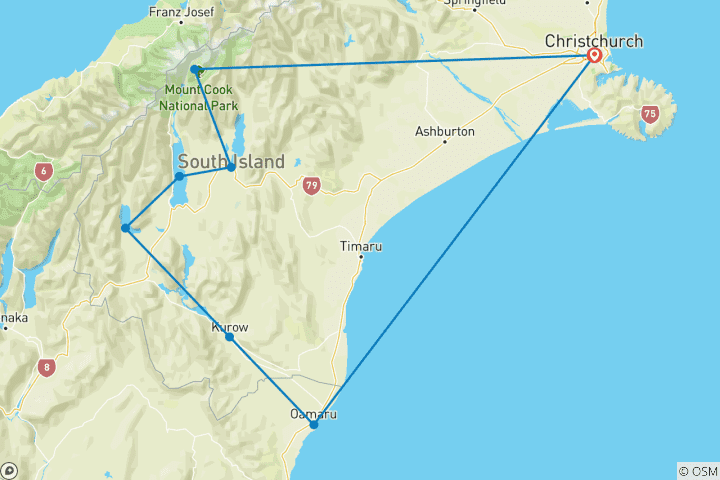 Carte du circuit Aventure en E-Bike en Nouvelle-Zélande
