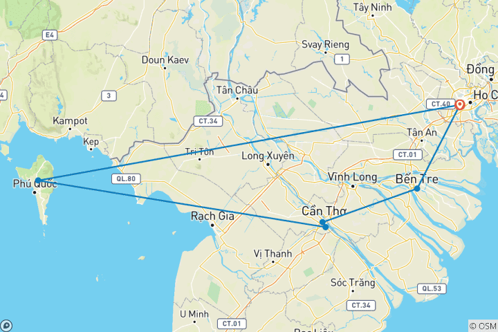Karte von Maßgeschneiderte 7 Tage private Vietnamreise zur Insel Phu Quoc, täglicher Start