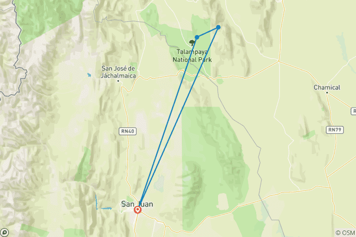 Karte von San Juan: Ischigualasto, Mondtal & Talampaya - 4 Tage
