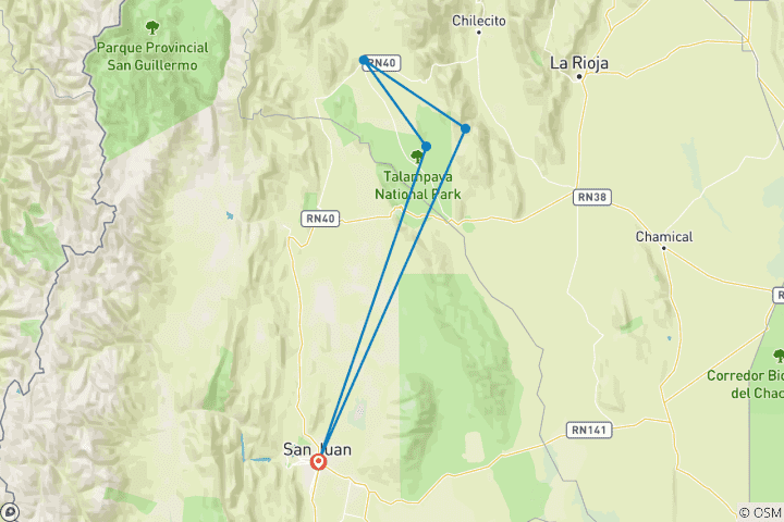 Mapa de Argentina: San Juan: Ischigualasto y Talampaya - 4 días