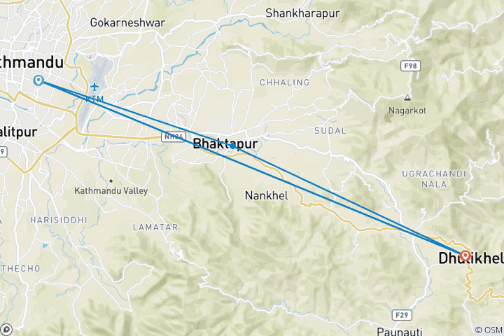 Mapa de Viaje de lujo de bienestar y yoga en Nepal