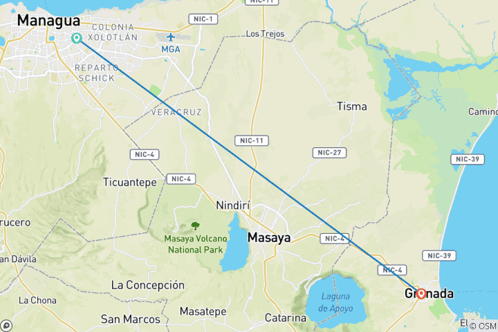 Karte von Nicaragua - Granada: Spanische Kolonialstadt - 4 Tage