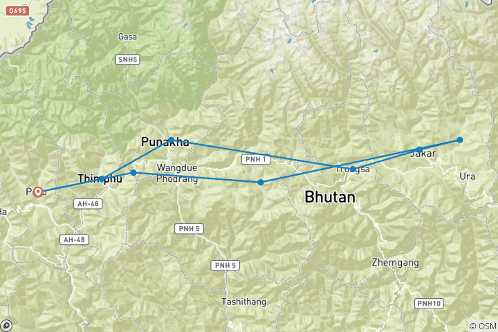 Karte von Hauptsache Bhutan