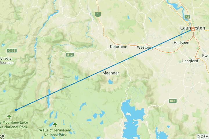 Carte du circuit Trek sur la piste de Cradle Mountain Overland Track