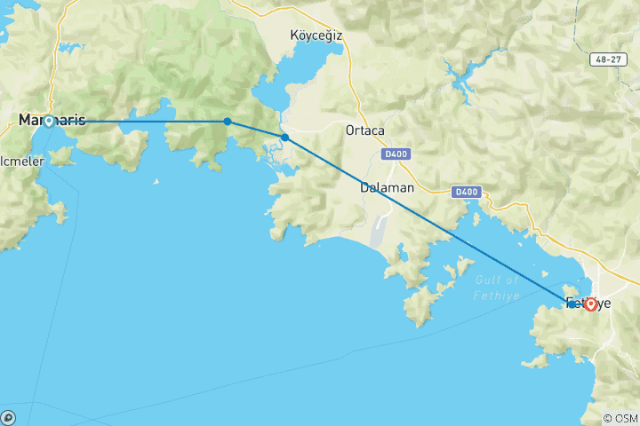 Carte du circuit De Marmaris à Fethiye (3 nuits de mini-croisière bleue)