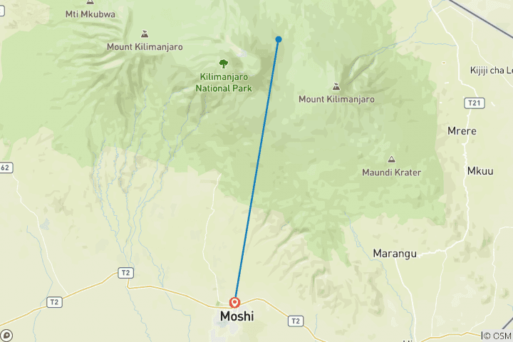 Map of TANZANIA – Kilimanjaro 7 Day Machame Route Trekking