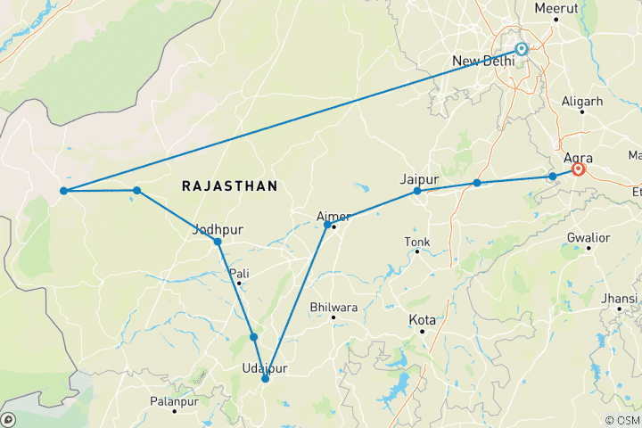 Carte du circuit La magie du Rajputana : Voyage au Rajasthan