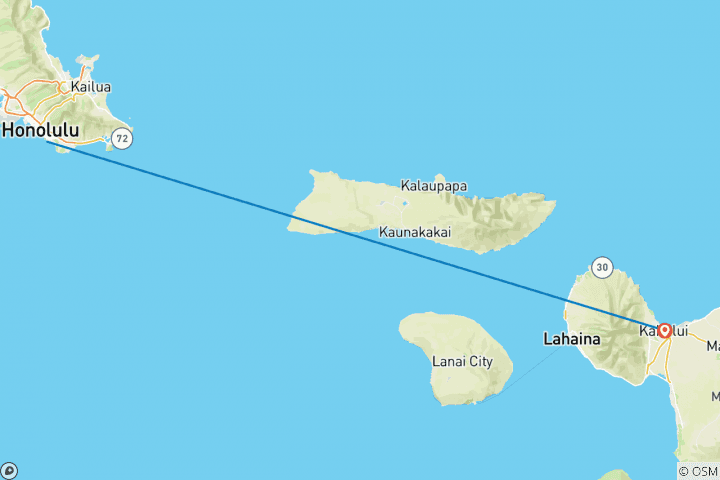 Mapa de Vacaciones de aventura en Oahu y Maui