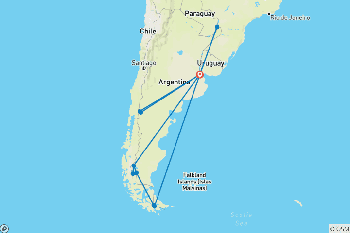 Karte von Maßgeschneidertes Argentinien Familienabenteuer, und Privatwagen