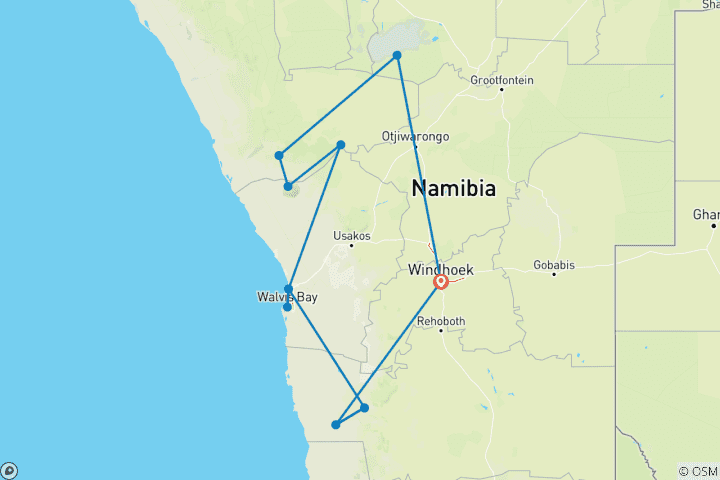 Kaart van Namibië – in stijl