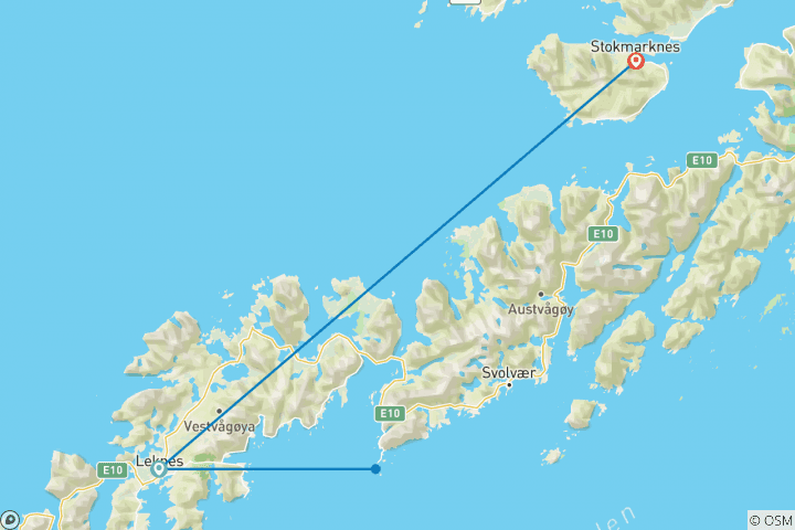 Karte von Norwegen: Höhepunkte mit Lofoten