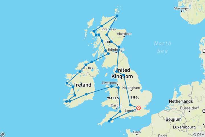 Mapa de Descubrimiento de Gran Bretaña e Irlanda - Grupos reducidos, Avance 2022, 24 días