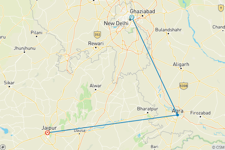 Map of Golden Triangle Express: Delhi, Agra & Jaipur in 2 Days