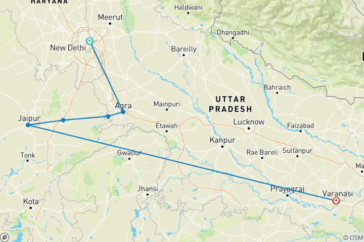 Map of India by Car and Driver - Delhi | Agra | Jaipur | Varanasi !!