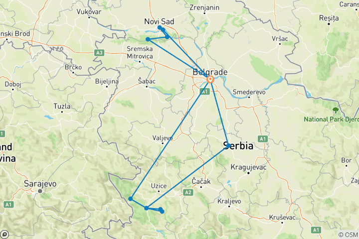 Carte du circuit Privé - Découvrez la Serbie