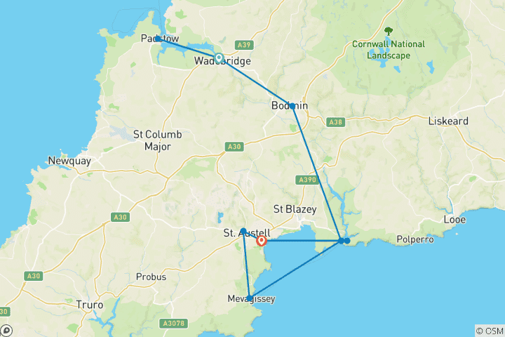 Carte du circuit Promenade dans les Cornouailles