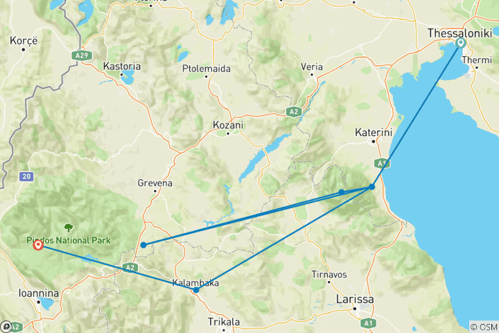Mapa de Senderismo norte de Grecia
