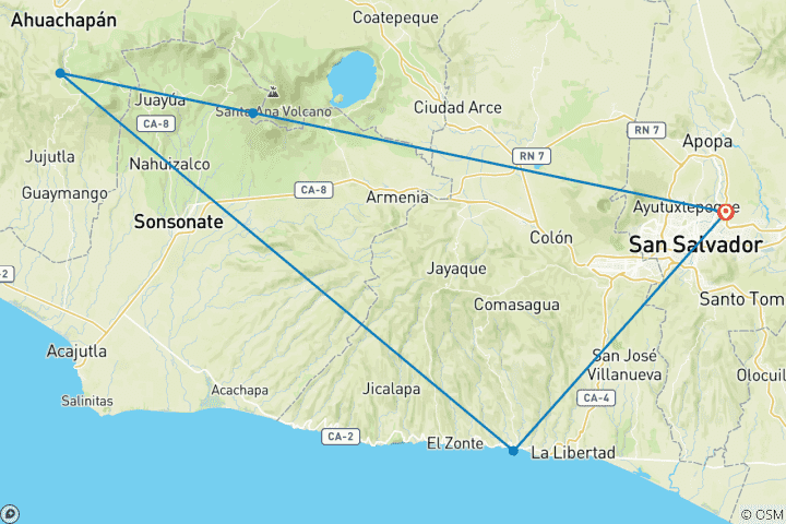 Kaart van Avonturenprogramma El Salvador