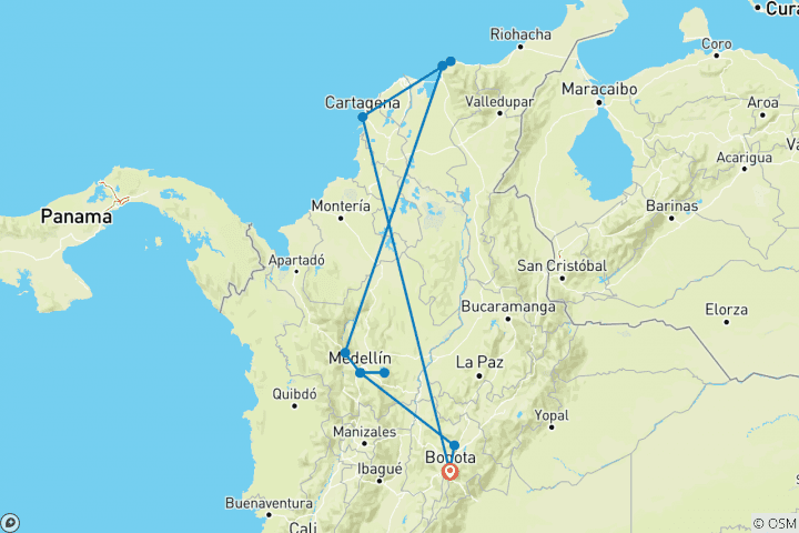 Carte du circuit Le meilleur de la Colombie