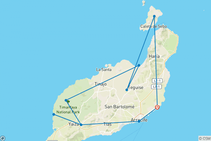 Map of Lanzarote - experience the diversity of the volcanic island (8 days)