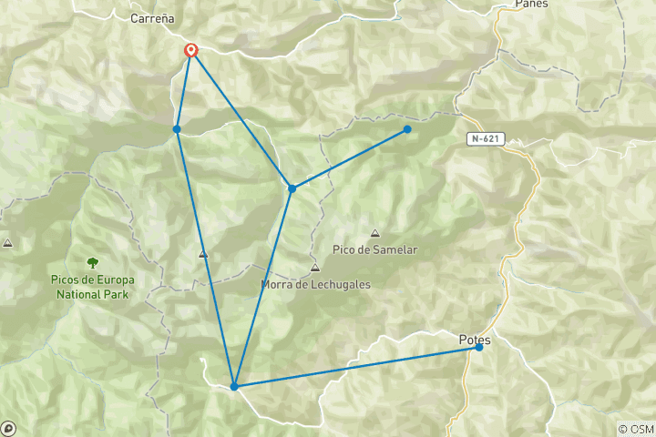 Karte von Spanien - Picos de Europa 12 Tage (12 Tage)
