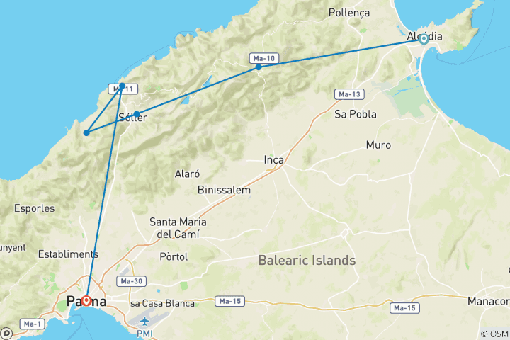 Map of Mallorca - Trans Tramuntana (8 days)