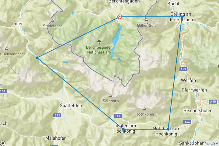 Map of Bavarian & Salzburg Alps in 8 Days