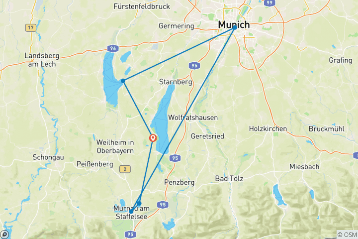 Map of Discover Lake Starnberg - Munich and the Alps (7 days)