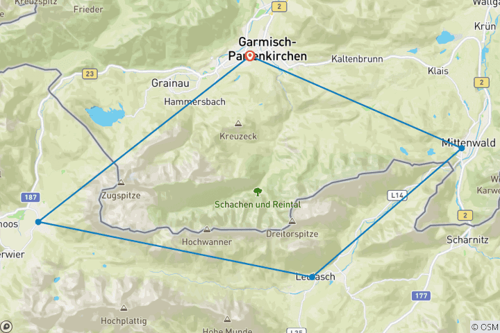 Carte du circuit Autour de la Zugspitze 7 jours (7 jours)