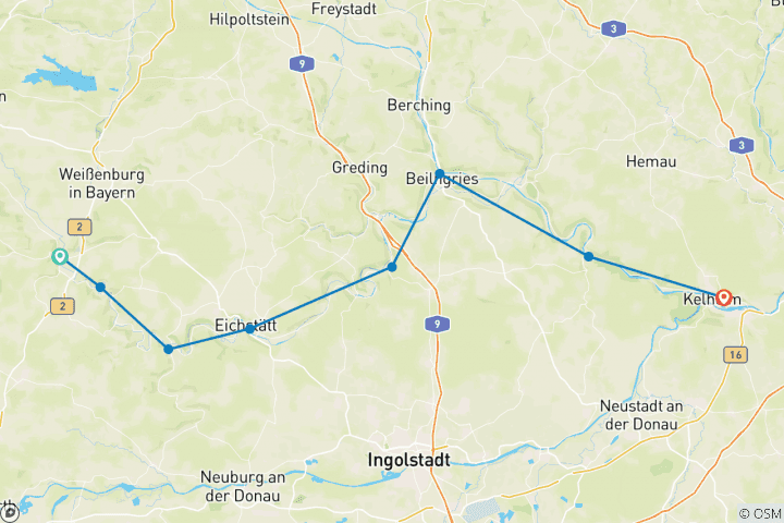 Carte du circuit Sentier panoramique de l'Altmühltal 9 jours (9 jours)