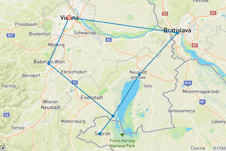 Map of Neusiedlersee Rundfahrt - Wein und mehr im Dreiländereck (8 Tage)