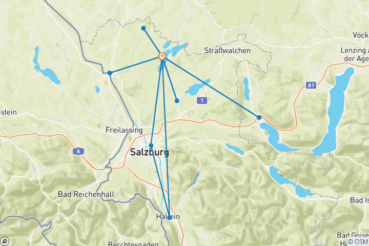 Carte du circuit Salzburger Seenland Sternfahrt (7 jours)
